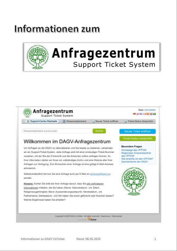 Informationen zum Ticketsystem