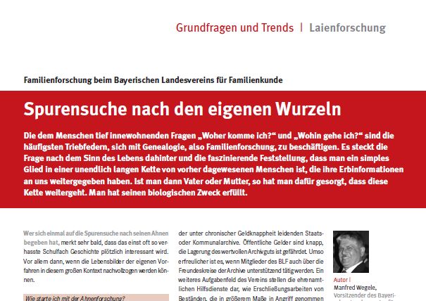 Spurensuche nach eigenen Wurzeln Spurensuche nach eigenen Wurzeln